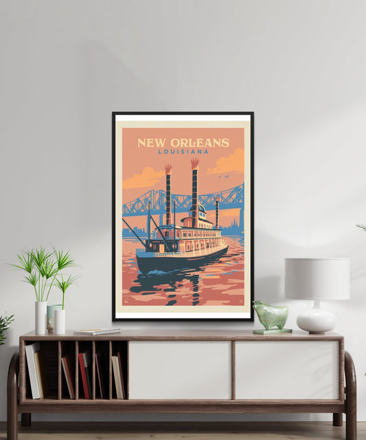 Vintage New Orleans Travel Poster - Matte Paper