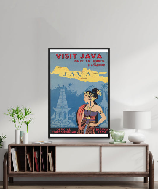 Vintage Visit Java Travel Poster - Matte Paper