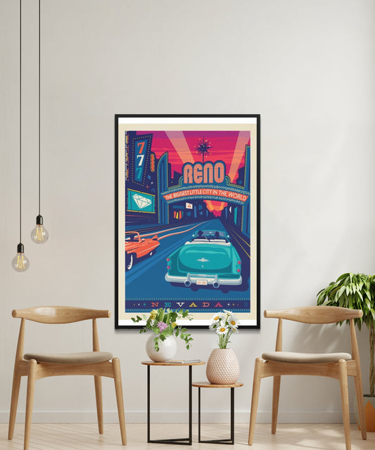 Vintage Reno Travel Poster - Matte Paper