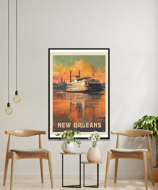 Vintage New Orleans Travel Poster - Matte Paper