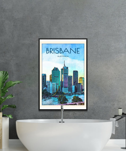 Vintage Brisbane Travel Poster - Matte Paper