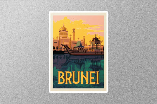Vintage Brunei Travel Sticker