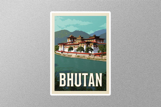 Vintage Bhutan Travel Sticker