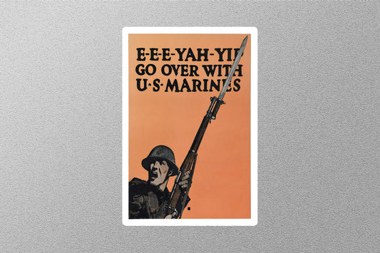 WW2 Go Over with U.S. Marines Sticker
