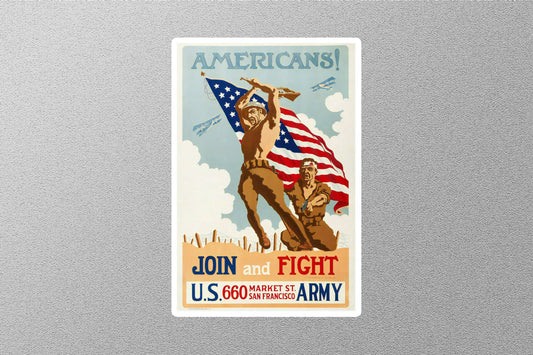 WW2 Americans Join And Fight Sticker