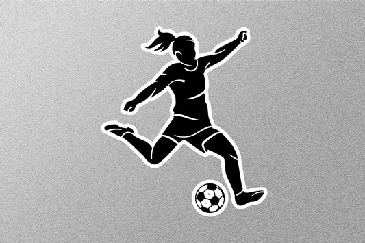 Girl Kicking Football Sticker