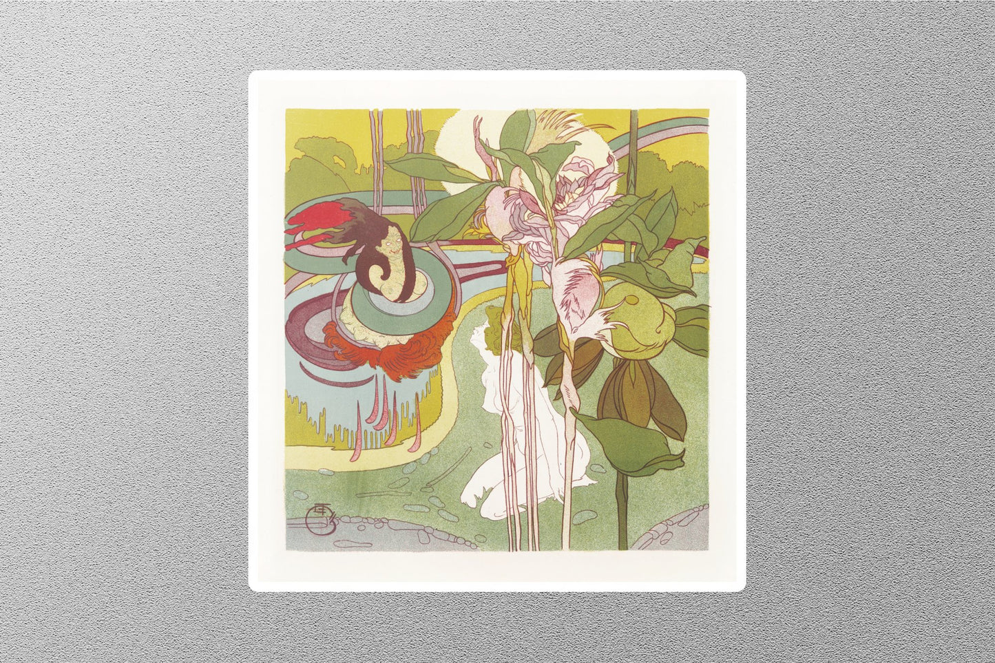 Woman Gets Vision In A Garden Georges De Feure Sticker