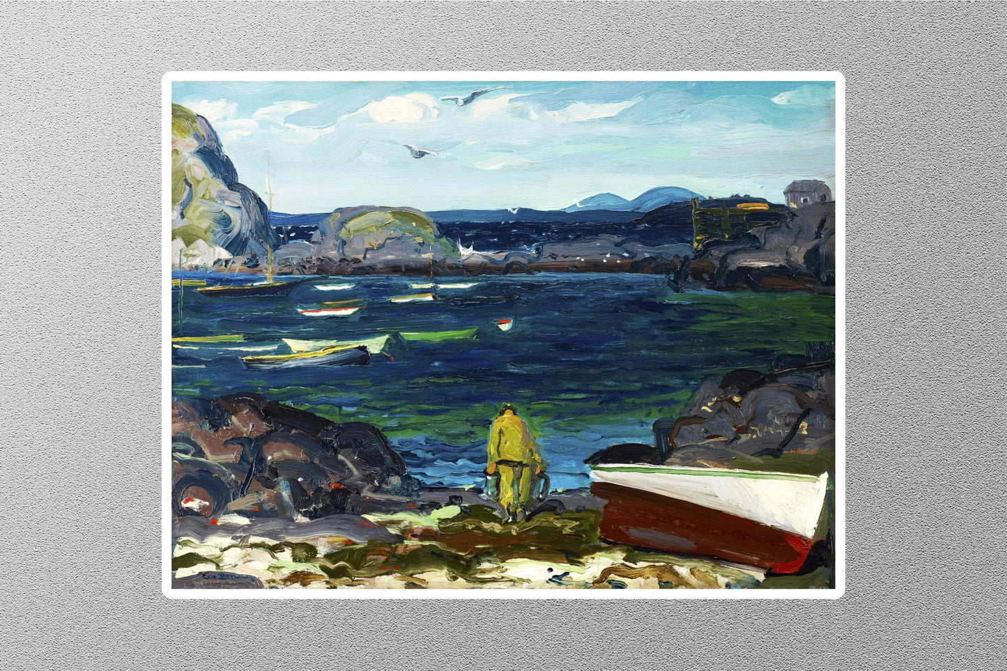 The Harbor Monhegan Coast George Wesley Bellows Sticker