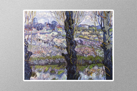 View of Arles Flowering Orchards Vincent van Gogh Sticker