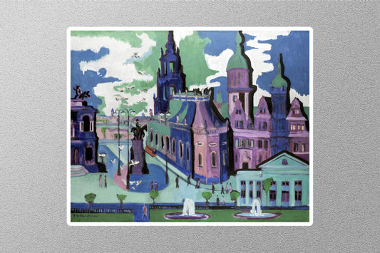 View of Dresden Schlossplatz Ernst Ludwig Kirchner Sticker