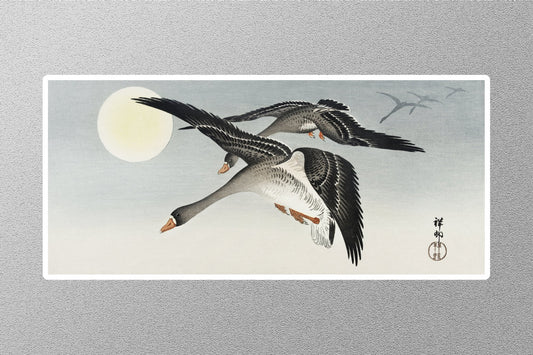 Geese at Full Moon Ohara Koson Sticker