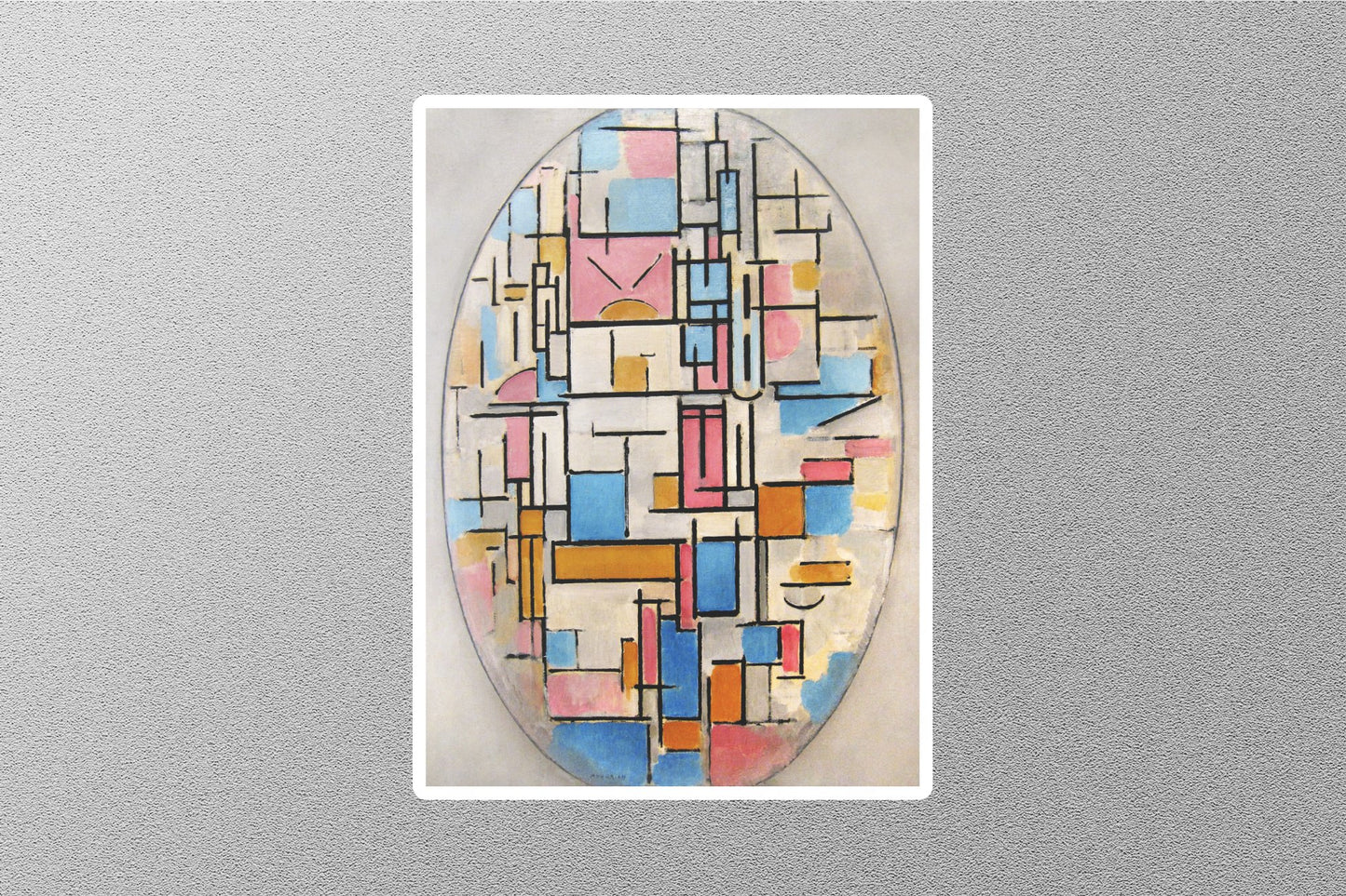 Composition in Oval with Color Planes Sticker