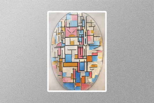 Composition in Oval with Color Planes Sticker