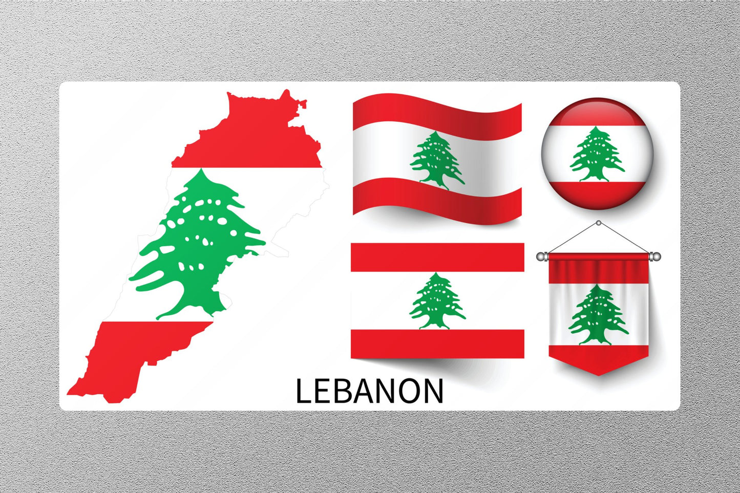 Lebanon Flag & Map Travel Sticker