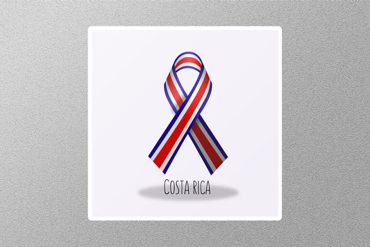 Costa Rica Flag Ribbon Travel Sticker