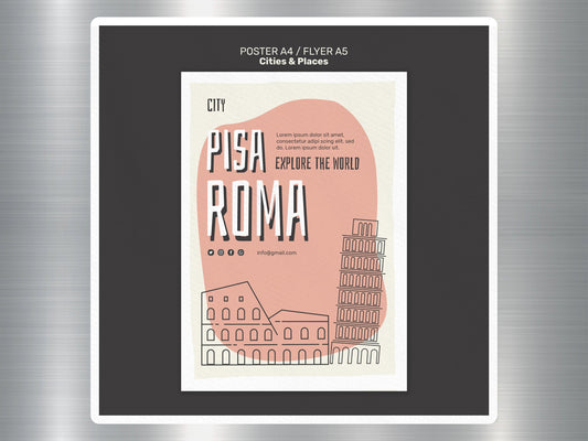 Wholesale Pisa Roma City Travel Sticker