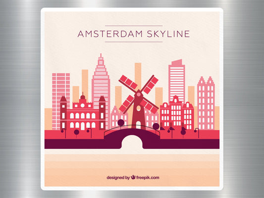 Amsterdam Skyline Travel Sticker