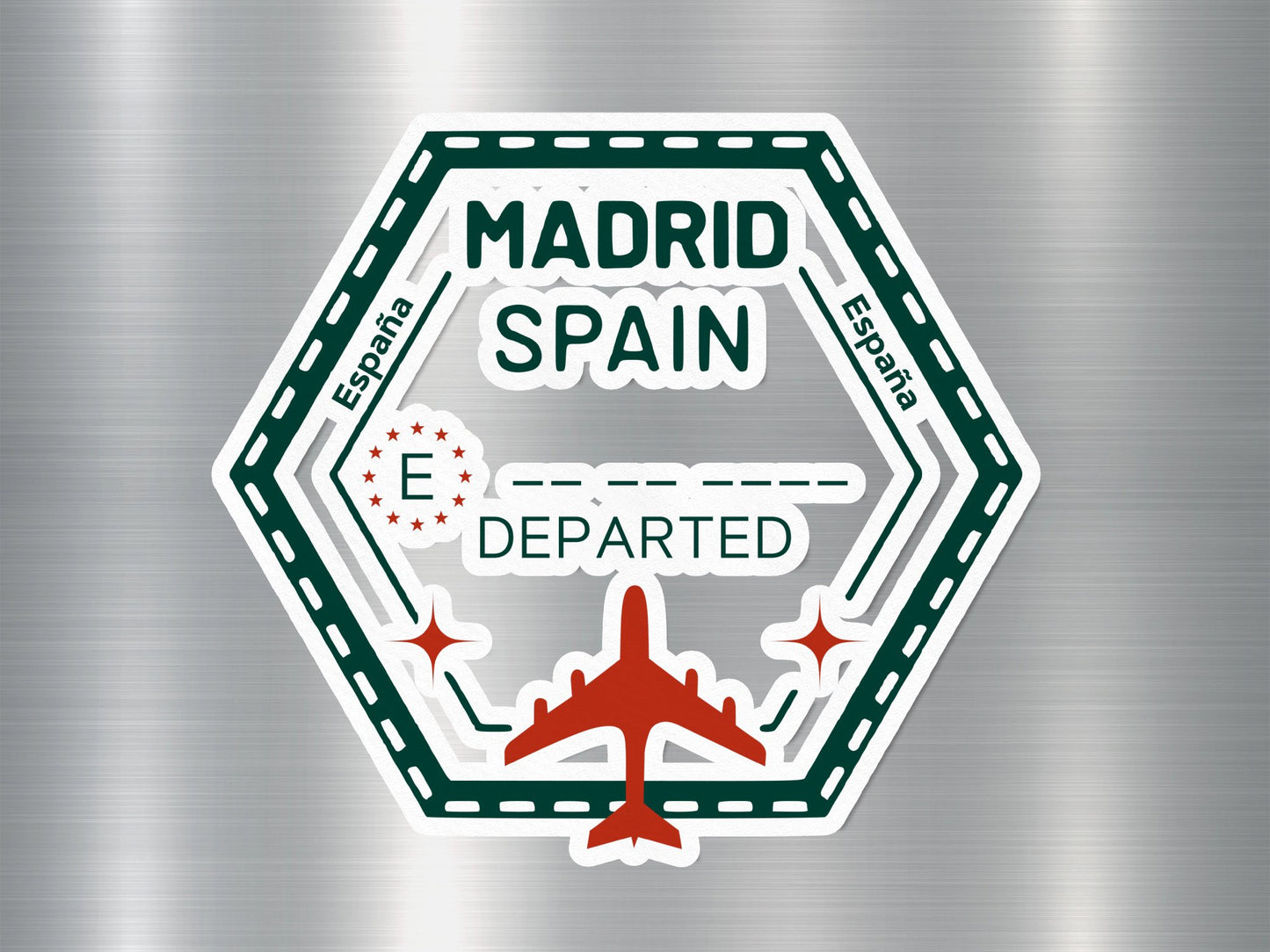 Wholesale Madrid Spain Departed Travel Stamp Sticker