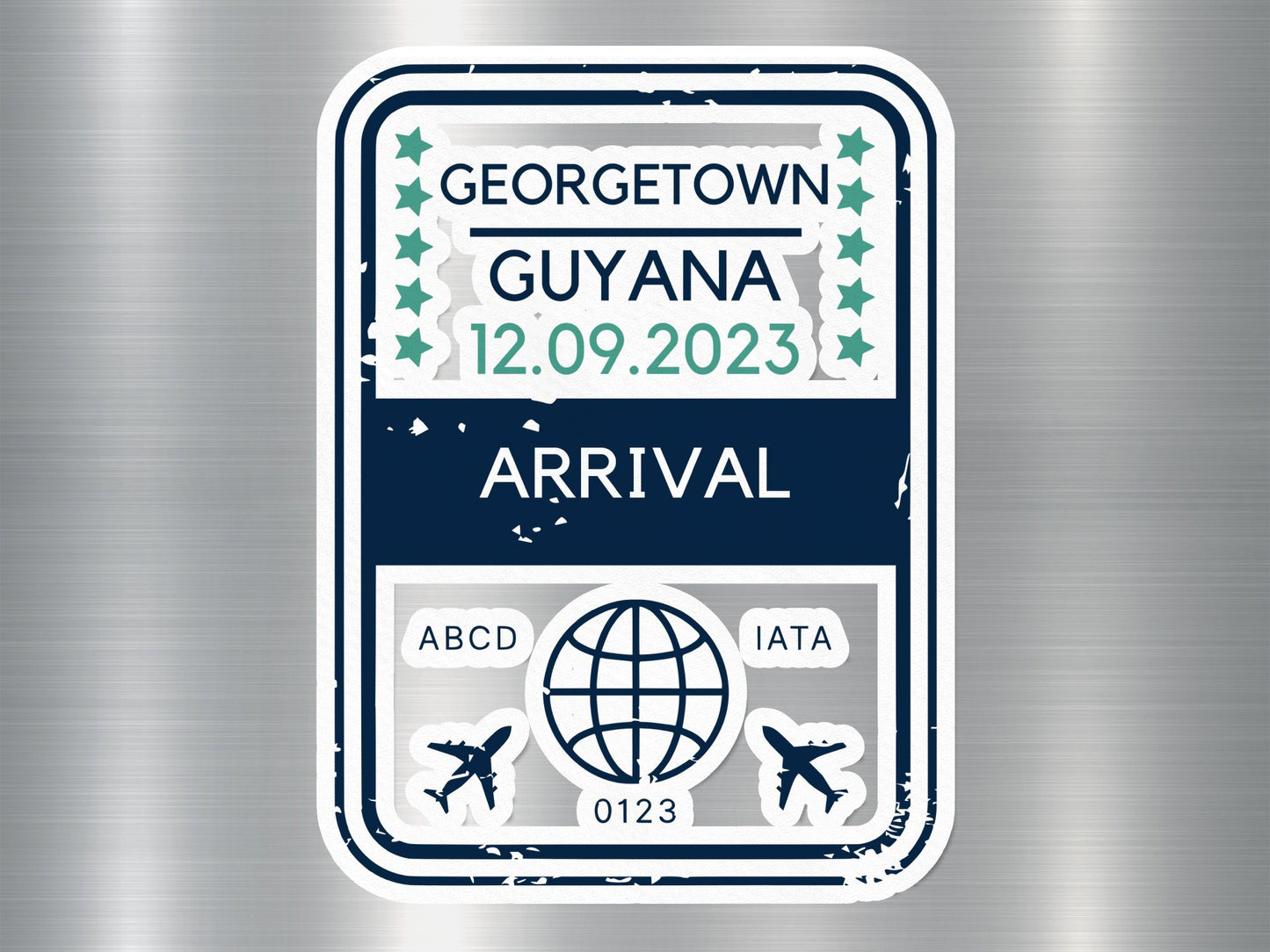 Wholesale Georgetown Guyana Arrival 1 Travel Stamp Sticker