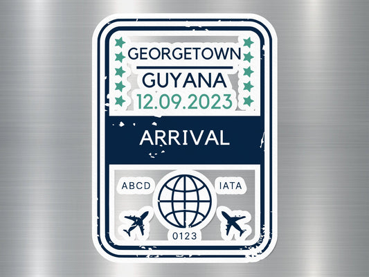 Wholesale Georgetown Guyana Arrival 1 Travel Stamp Sticker