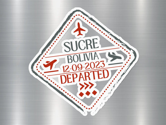 Wholesale Sucre Bolivia Departed 1 Travel Stamp Sticker
