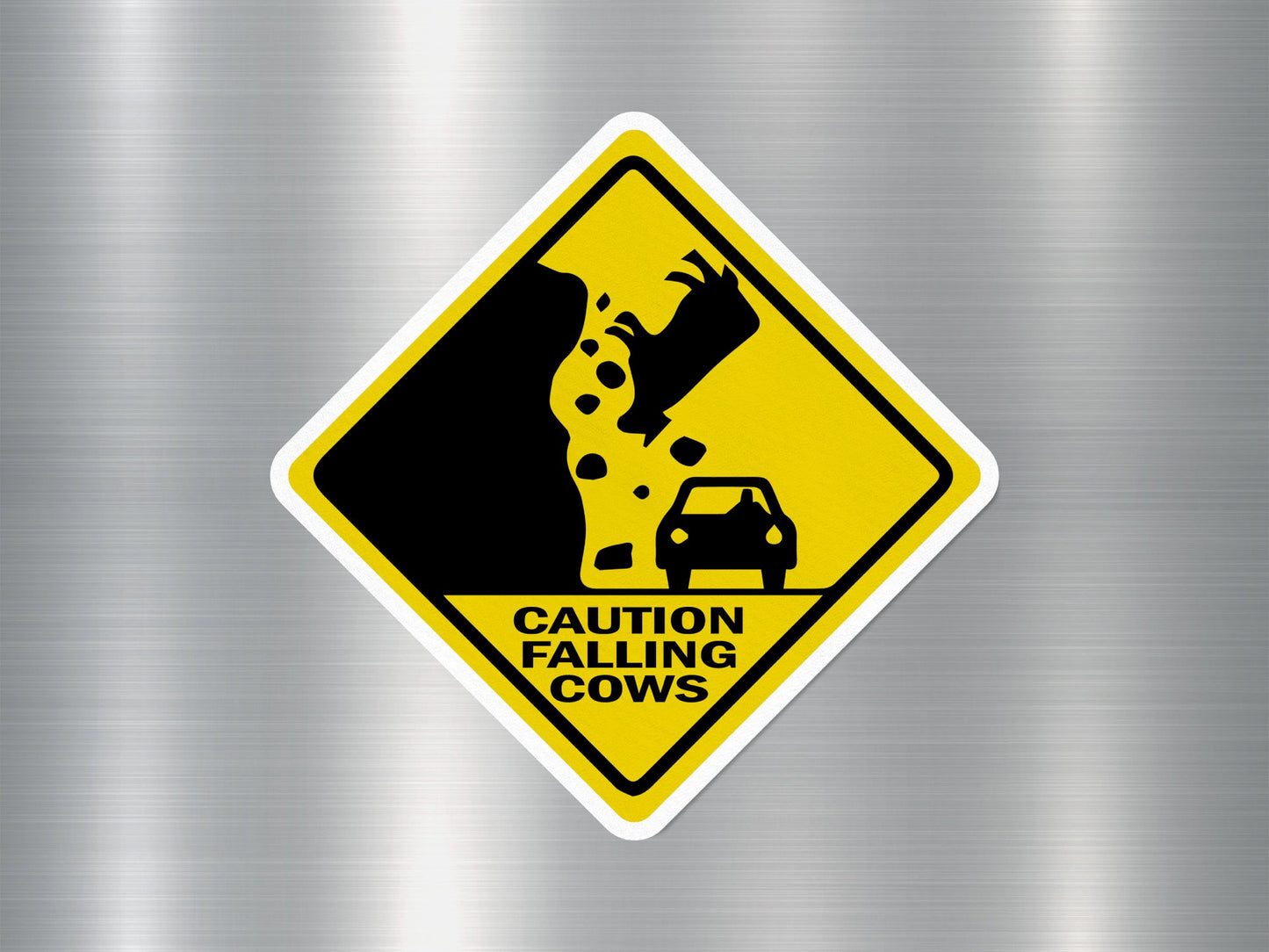 Beware of Falling Cows Funny Sign Sticker