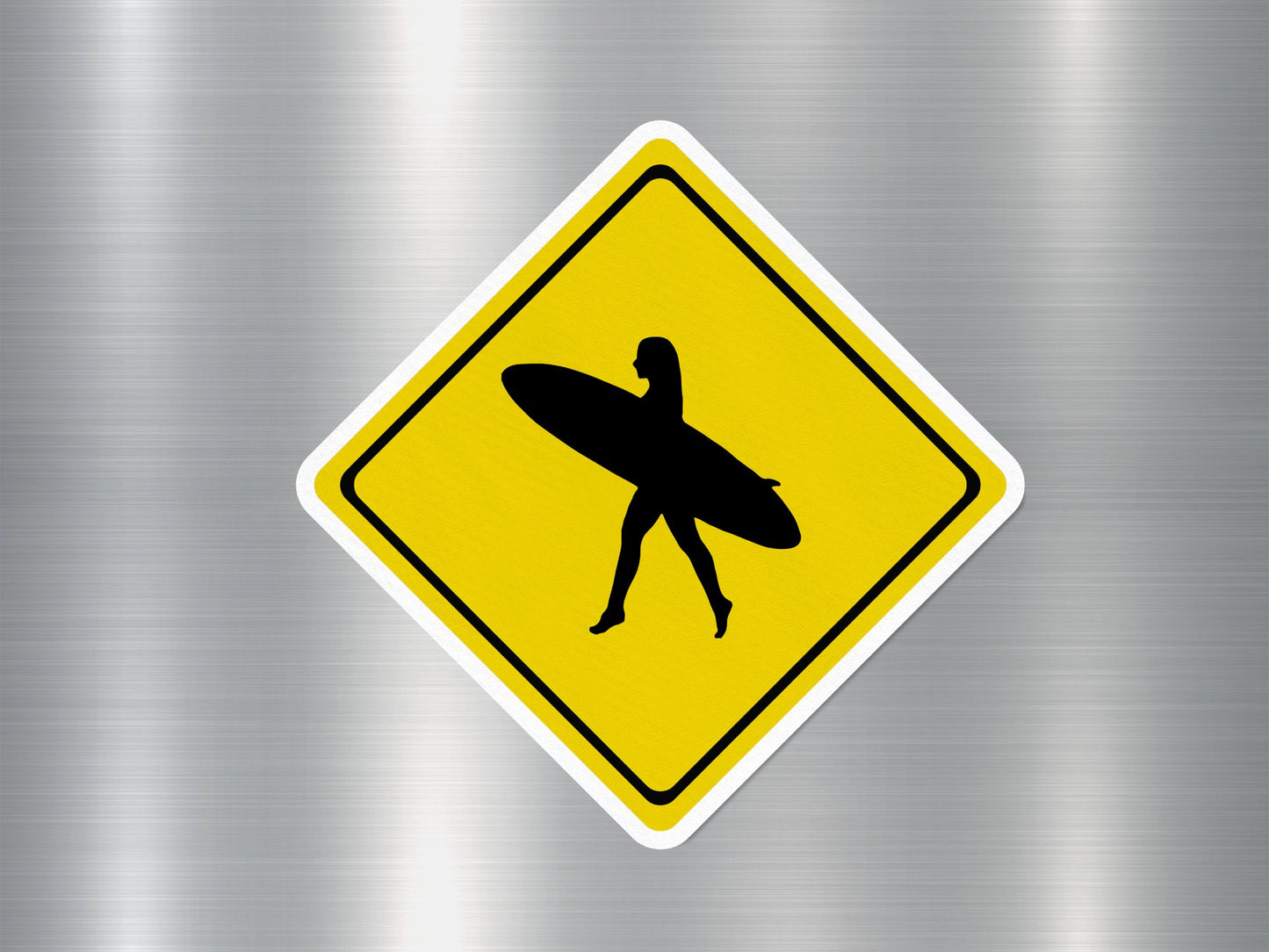 Surfing Traffic Funny Sign Sticker