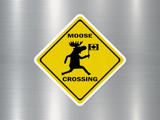 Moose Crossing Road Funny Sign Sticker