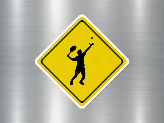 Tennis Crossing Funny Sign Sticker