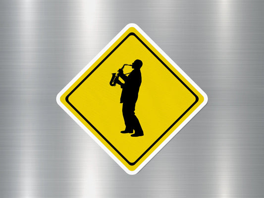 Black Male Saxophone Funny Sign Sticker