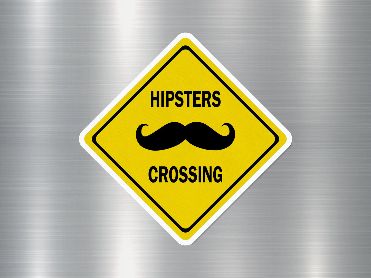 Hipsters Crossing Funny Sign Sticker