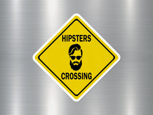 Hipsters Crossing 1 Funny Sign Sticker