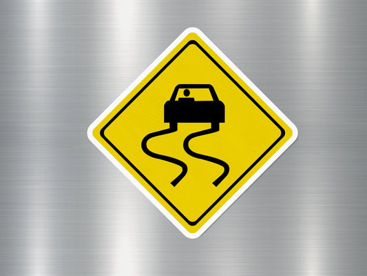 Slippery Road Funny Sign Sticker