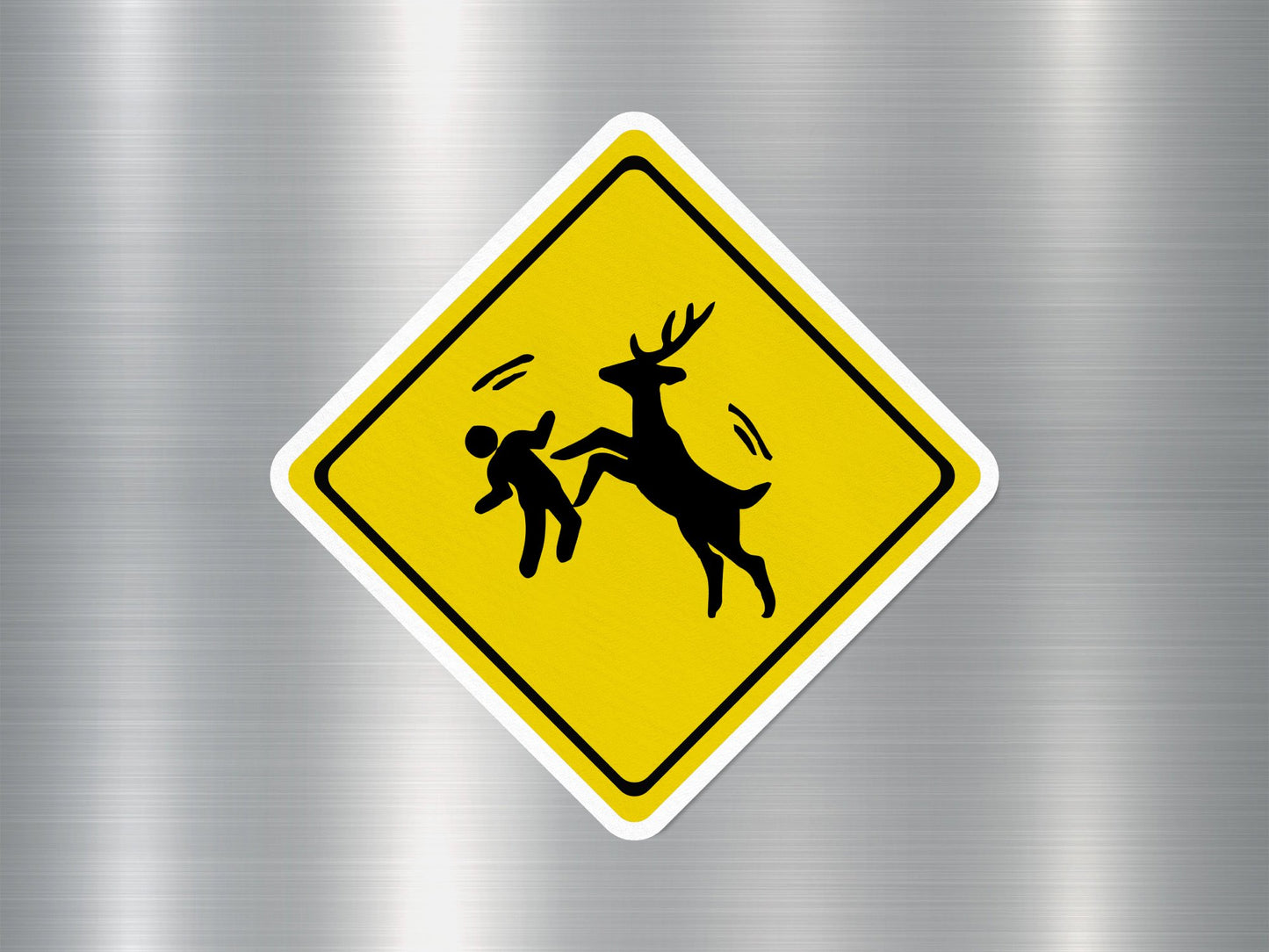 Deer Crossing Funny Sign Sticker