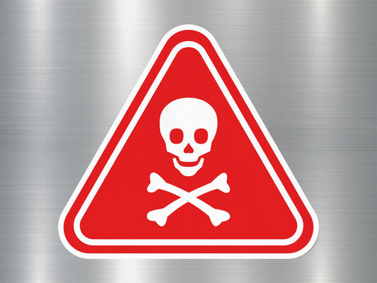 Red Danger skull Sign Sticker