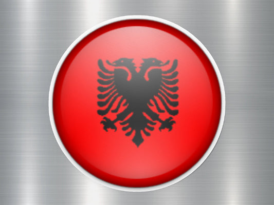 Albania Button Flag Sticker