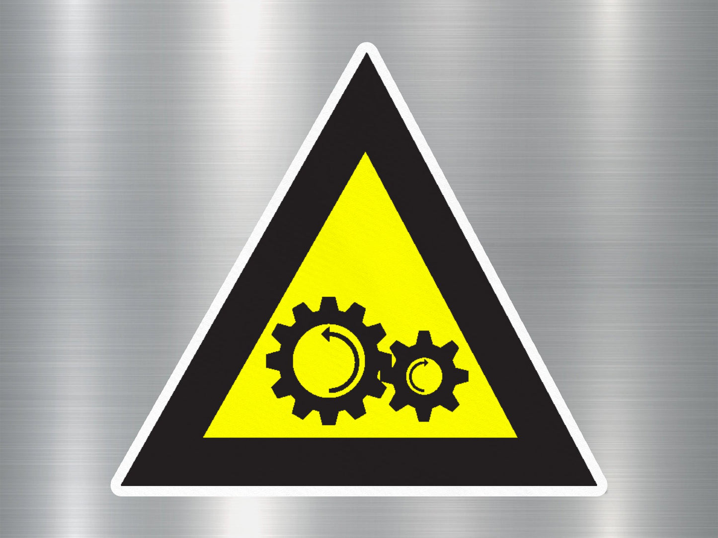 Rotating Gears Warning Sign Sticker