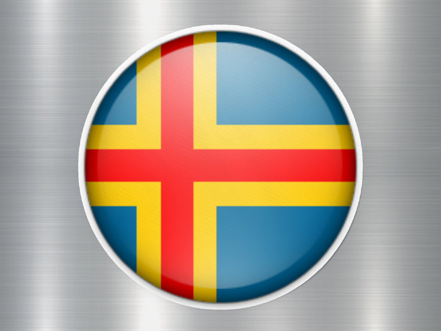 Aland Islands Button Flag Sticker