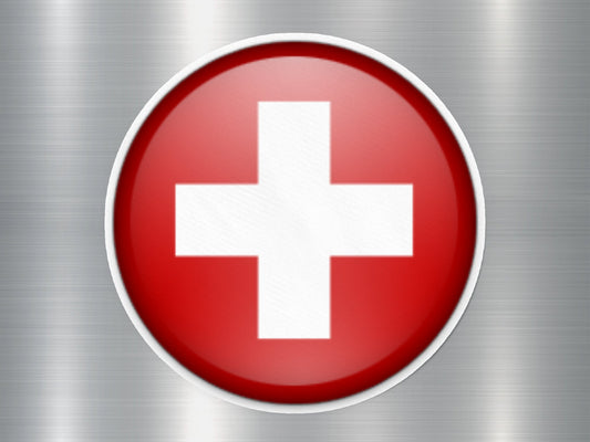 Switzerland Button Flag Sticker