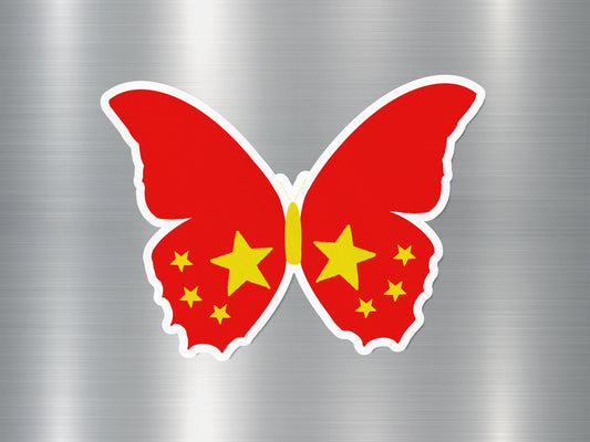 China Butterfly Flag Sticker