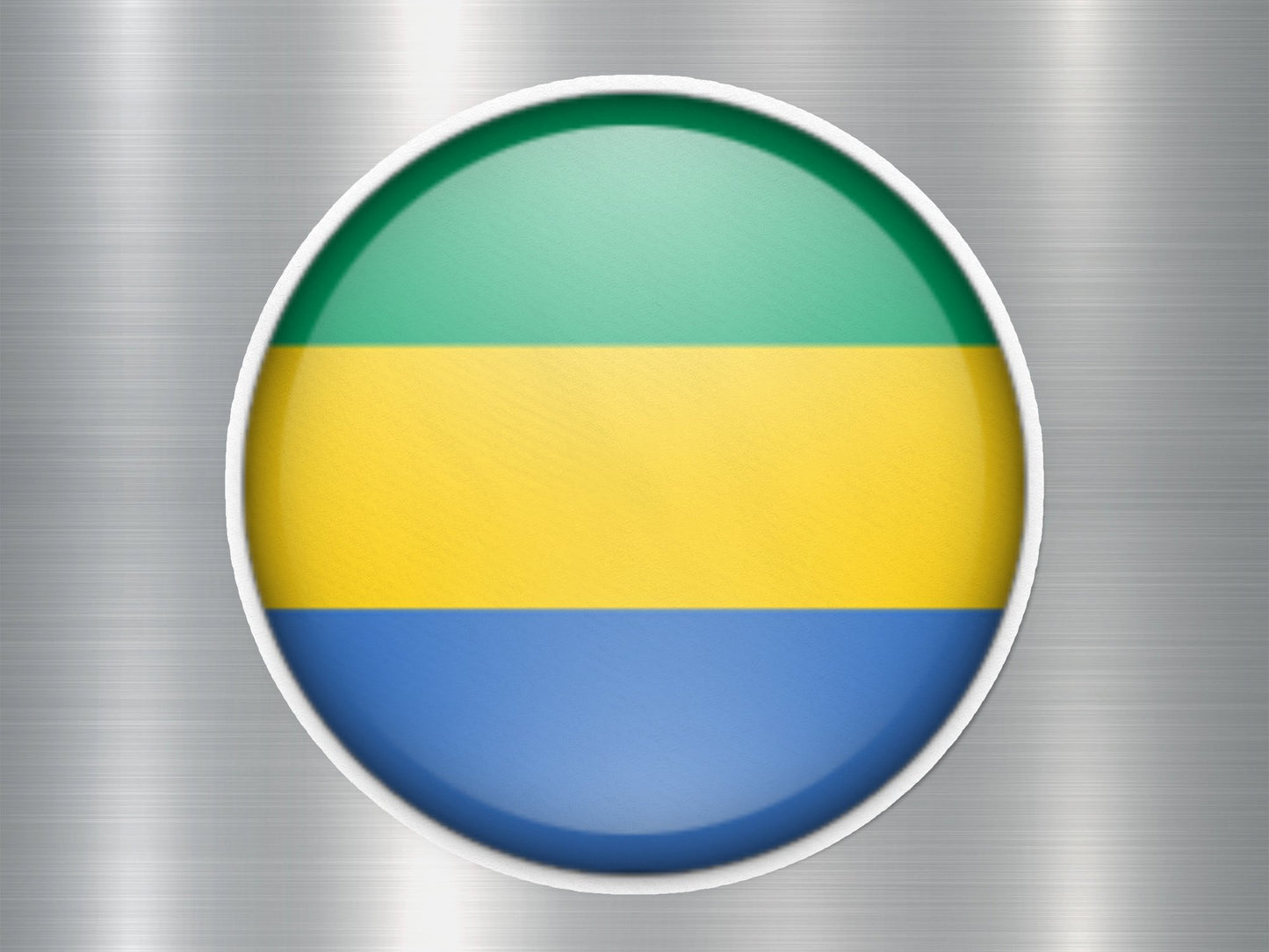 Gabon Button Flag Sticker