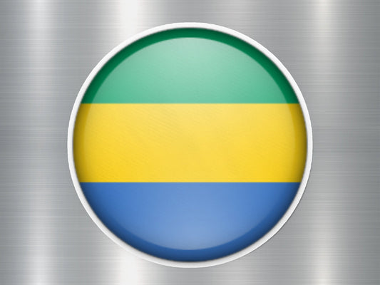 Gabon Button Flag Sticker