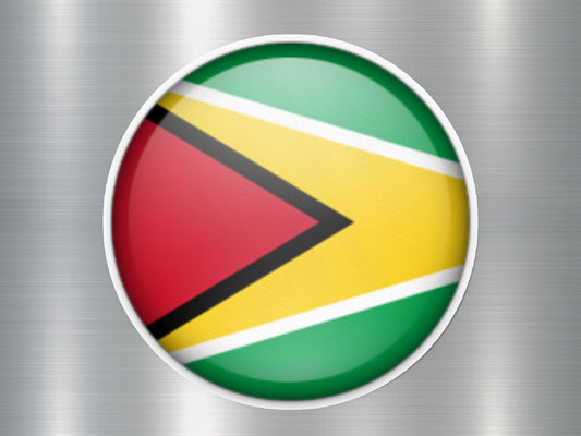 Guyana Button Flag Sticker