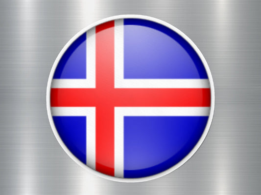 Iceland Button Flag Sticker