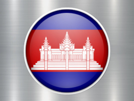 Cambodia Button Flag Sticker