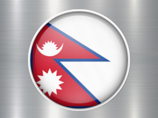 Nepal Button Flag Sticker