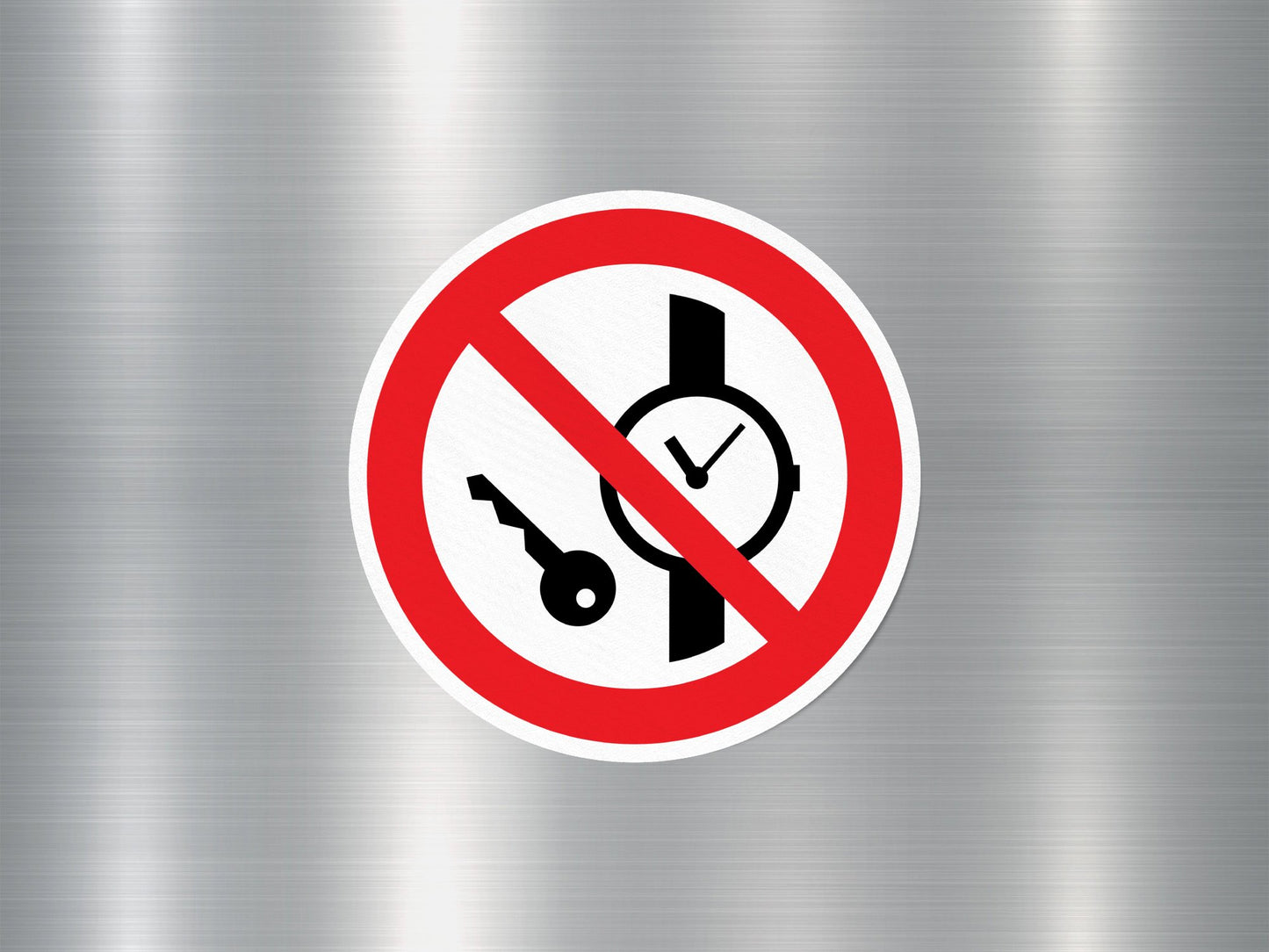 No Metallic Articles Watches Sign Sticker