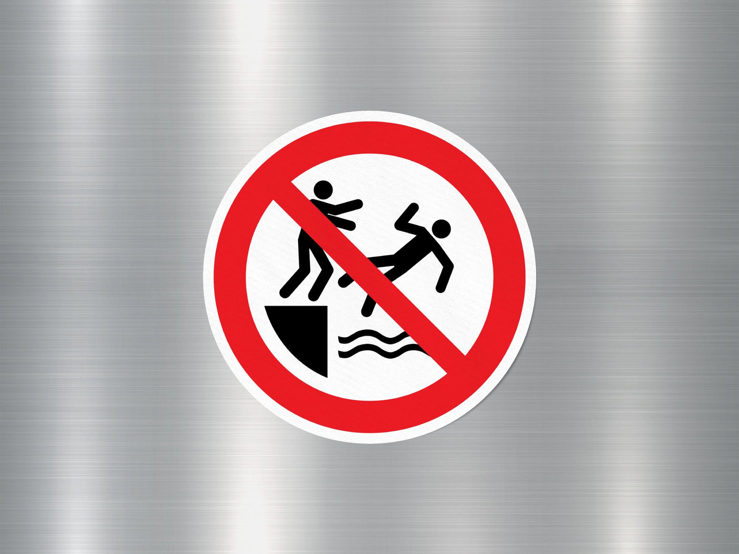 No Pushing into Water Sign Sticker