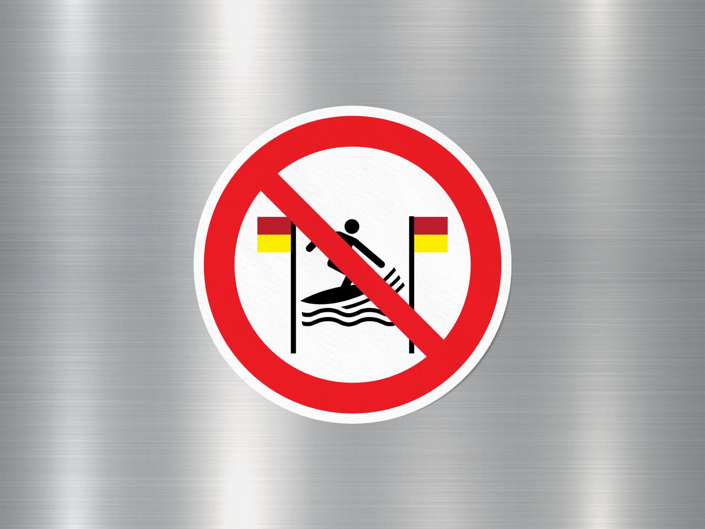 No Surfing Between Red and Yellow Flag Sign Sticker