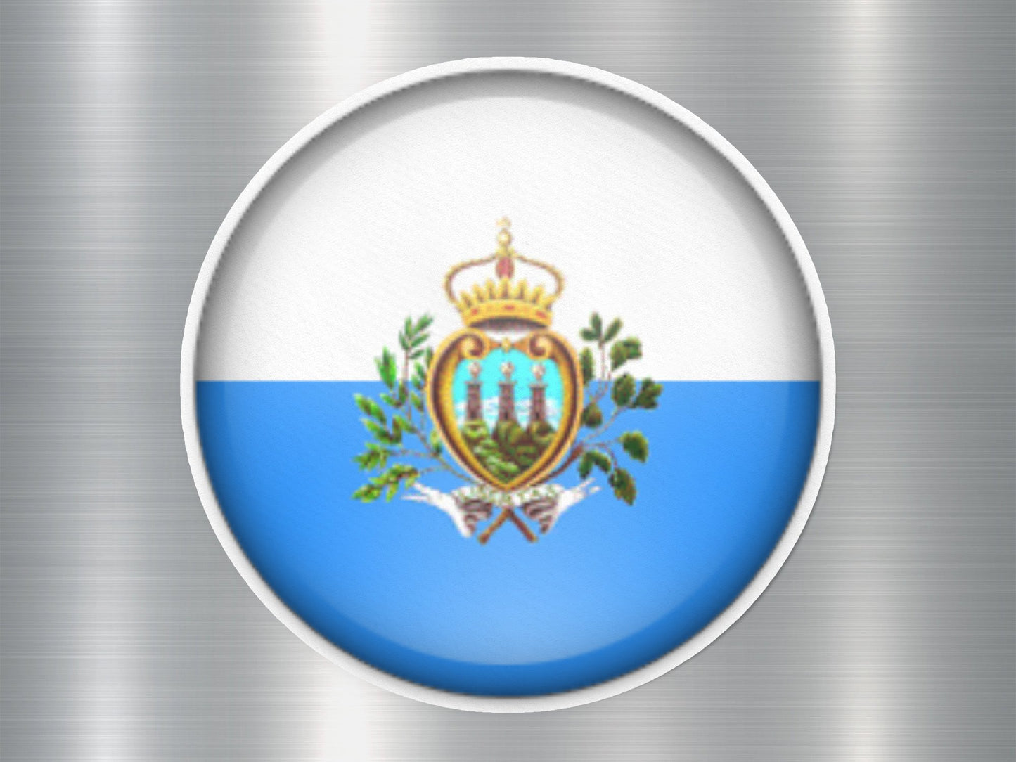 San Marino Button Flag Sticker